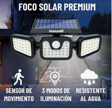 Foco Led Solar Exterior con sensor Movimiento 3 Direcc - Imagen 2